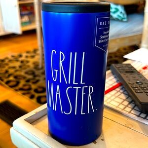Rae Dunn Grill Master Slim Can Cooler Steel 12oz Koozie NEW